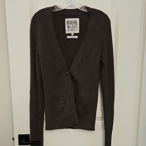 Ruehl Dark Brown Cashmere Cardigan Sweater